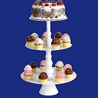 3 Tier Round White Enamel Tray