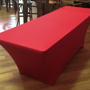90" x 156" Red Spandex Table Cover (fits 8' table)