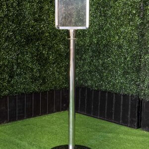 Chrome Stanchion w/ Sign Holder (8.5"x11")