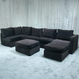 6 Base Sectional w/ Ottoman - Black Velvish