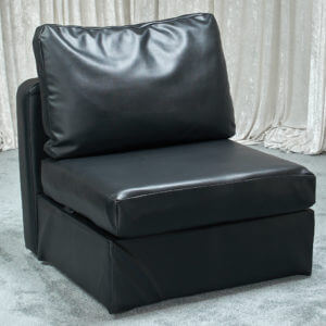 Armless Back Chair - Black Leather Modular