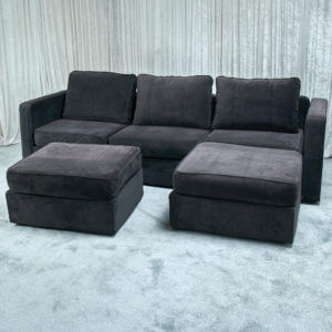 4 Base Sectional w/ Ottoman - Black Velvish