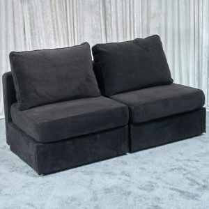 Small Armless Sofa - Black Velvish