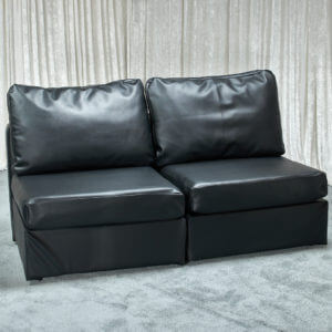 Small Armless Sofa - Black Leather Modular