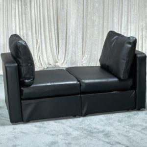 Small Backless Sofa - Black Leather Modular