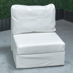 Armless Back Chair - White Leather Modular