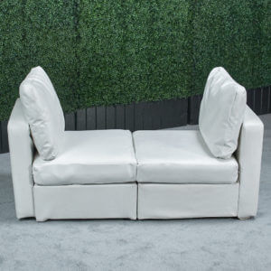Small Backless Sofa - White Leather Modular