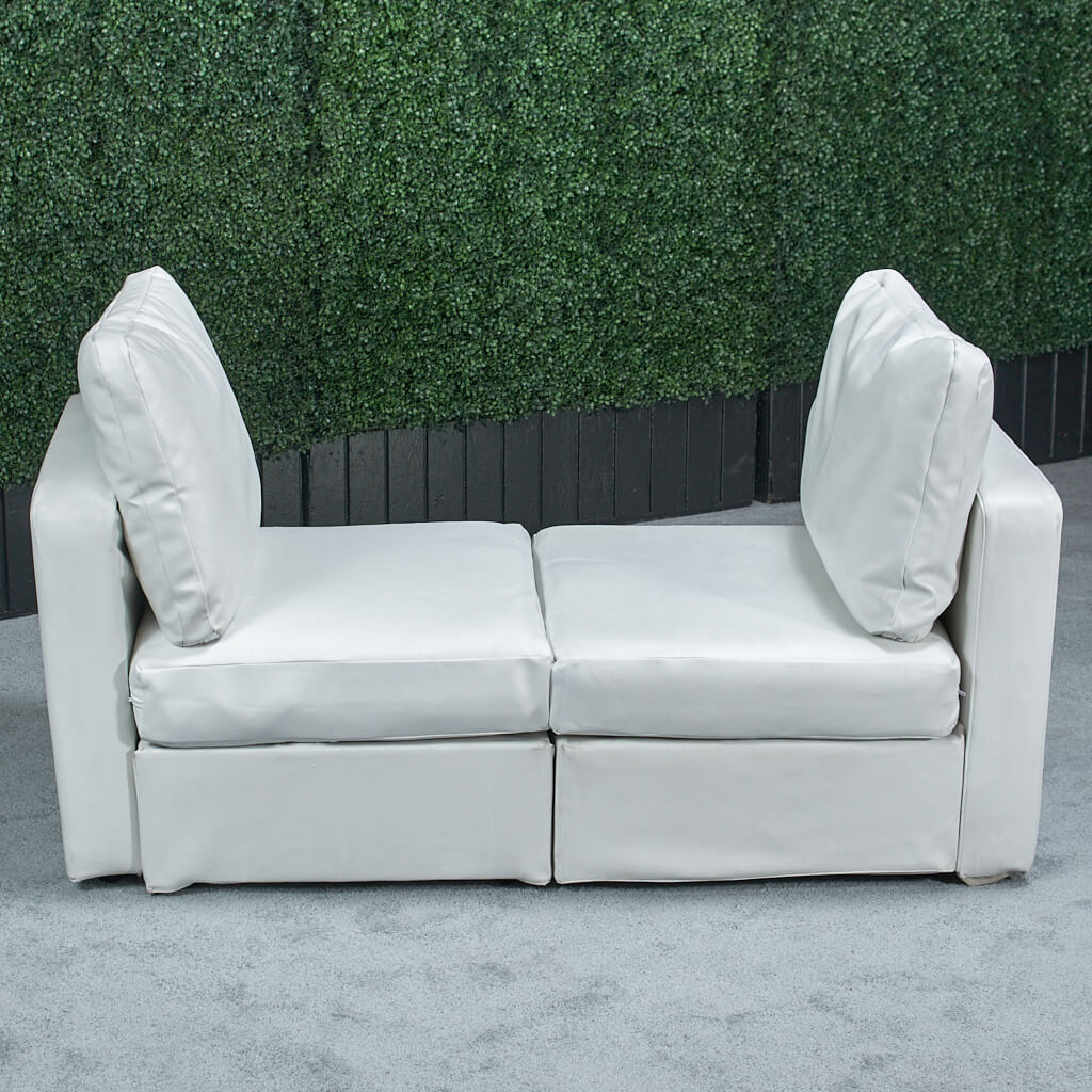 Backless Sofa White Leather Modular