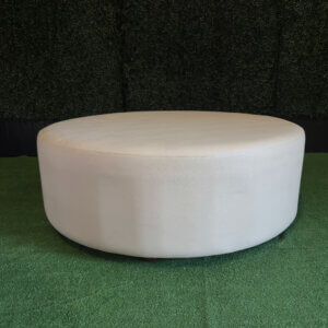 Lounge Furniture Beige Leather Round Ottoman Large