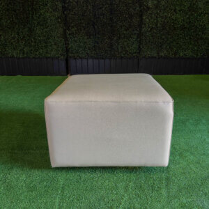 Lounge Furniture Beige Leather Square Ottoman Small