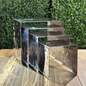 4 Hammered Stainless Silver Risers